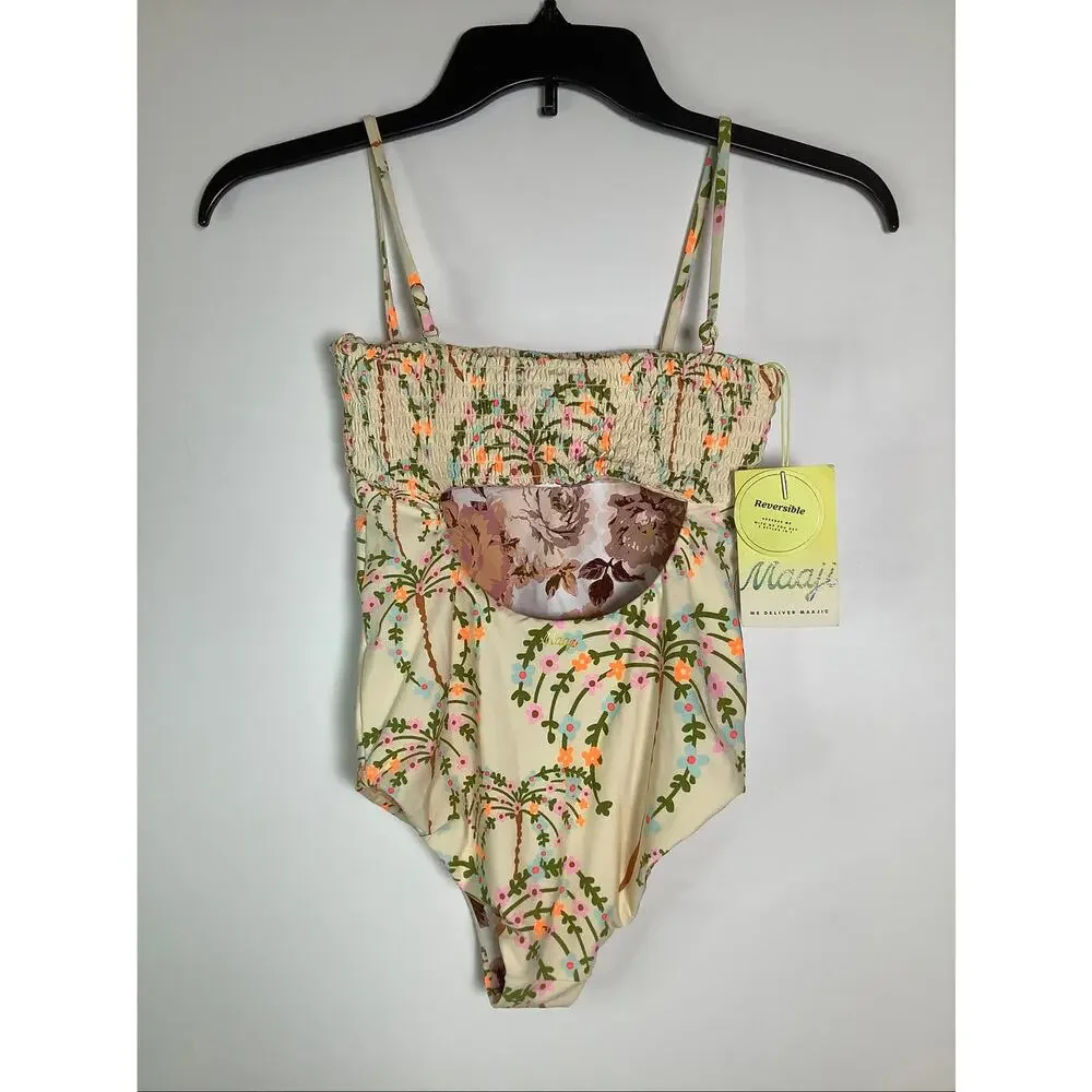 Maaji Girl's 10 Yvette Sandstone Tropics One Piece Swimsuit Beach Tropical E1-3